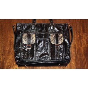 Maria Eudoxia Messenger Bag Purse Leather & Snakeskin Black Large Luxury NWOT